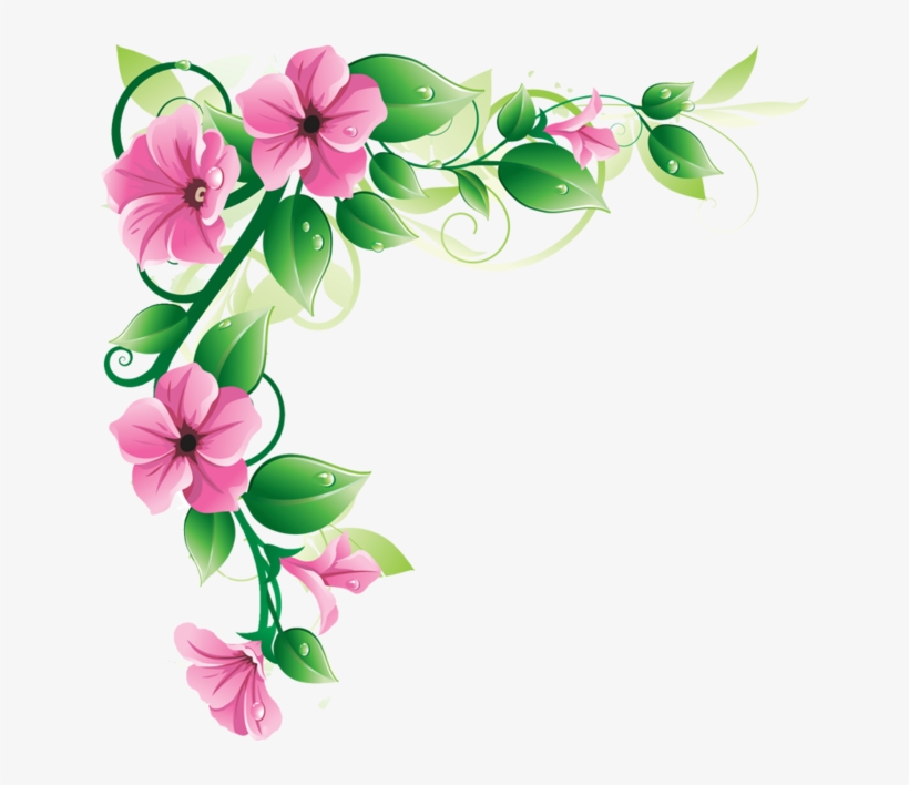 Pink Flower Border - Flower Border Png Clip Art, transparent png
