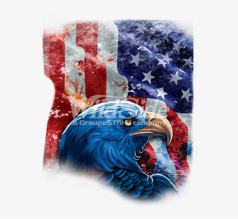 American Flag With Eagle Shadow - Free Shipping! Blue Tees Blue Eagle American Flag Patriotic, transparent png