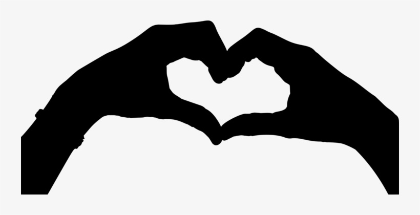 Hand Heart Drawing Silhouette - Hand Heart Clipart, transparent png