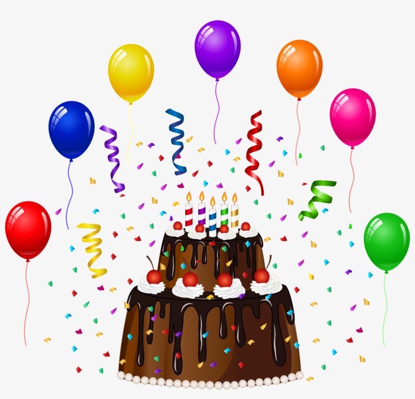 Clip Free Library Birthday With Confetti And Balloons, transparent png