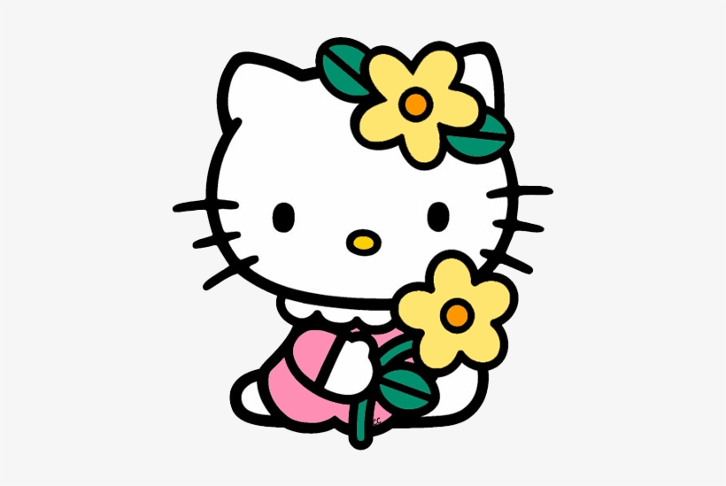 Graphic Library Download Clip Art Cartoon Flower - Hello Kitty Adhesive Glass Baby On Board, transparent png