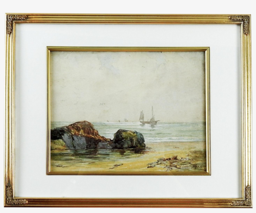 English Coastal Scene Watercolor Painting - Picture Frame, transparent png