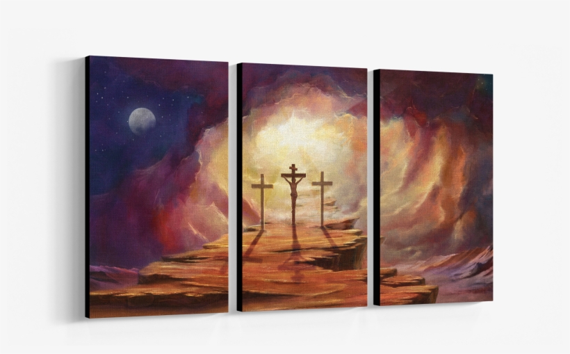 Three Piece Framed Canvas Wall Art Of Jesus At Calvary - Jesus, transparent png