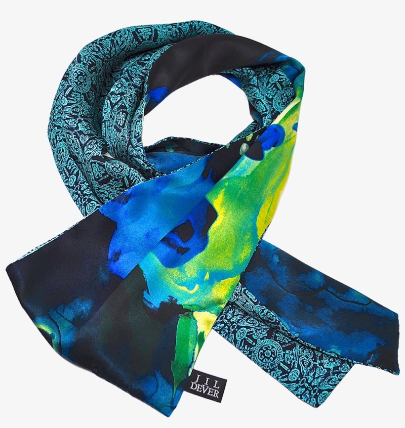Pearl Scarf In Two Print Blue Floral And Teal Print, transparent png