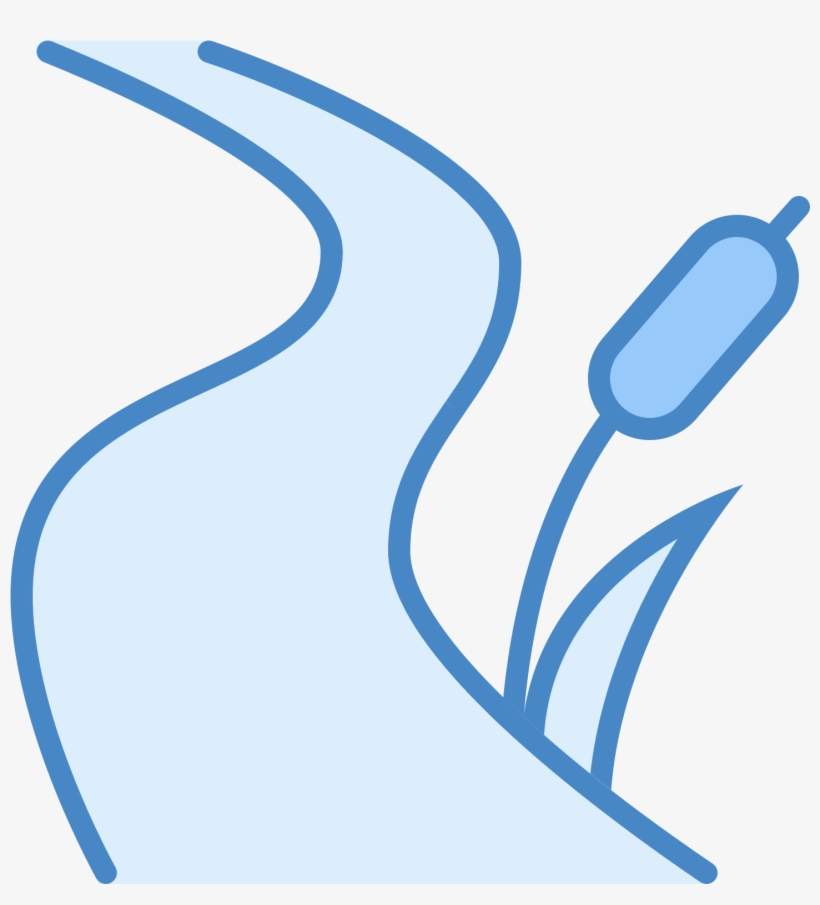 A Winding Creek Next To A Tuft Of Tall Grass And A - Water, transparent png