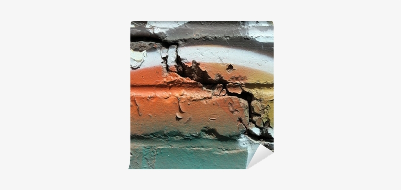 Graffiti On A Cracked Brick Wall Wall Mural • Pixers® - Brick, transparent png