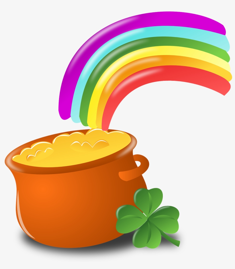 Luck, Rainbow, Gold, Pot, Four-leaf Clover, Shamrock - St Patricks Day Png, transparent png