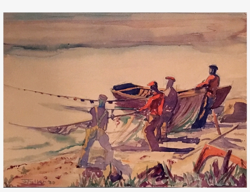 American School Fave Watercolor Signed Illegibly “fishermen - Infantry, transparent png