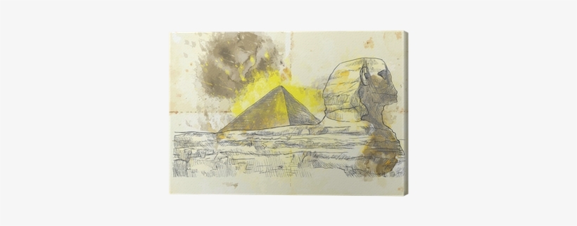 Hand Drawing Into Vector Canvas Print • Pixers® • We - Great Sphinx Of Giza, transparent png