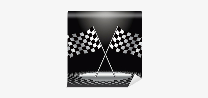 Racing Checkered Flags Under Spotlight Wall Mural • - Checkered Flags, transparent png