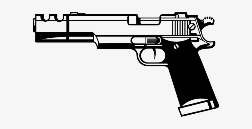 Pistol Hand Gun Firearm Gun Weapon Dangero - Gun Clipart Black And White, transparent png