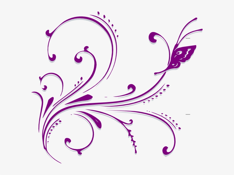 Scroll Design Clip Art - Purple Butterfly Clip Art, transparent png