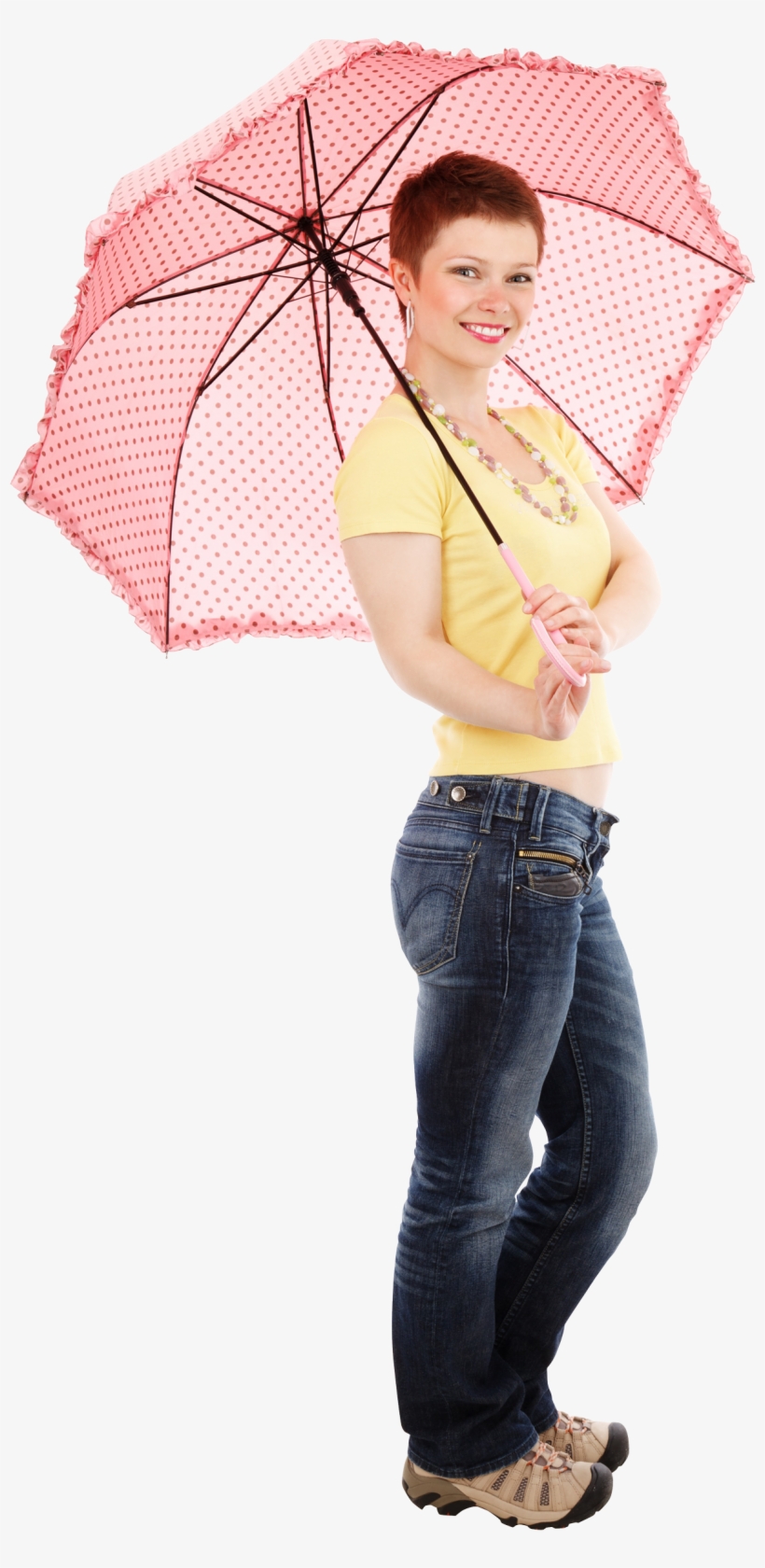 Young Happy Woman Standing With Umbrella Png Image - 【ポスターグリップ-32s】b1サイズ(728×1030mm)屋外用, transparent png
