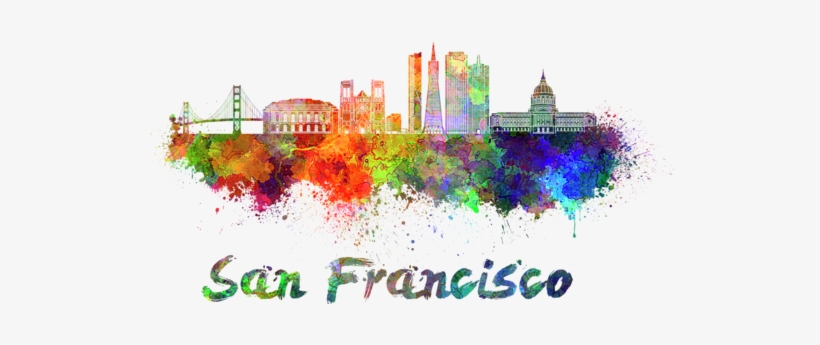 Bleed Area May Not Be Visible - San Francisco Skyline Watercolor, transparent png