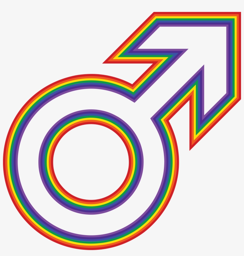 Free Clipart Of A Rainbow Male Gender Symbol - Male Symbol Clip Art, transparent png