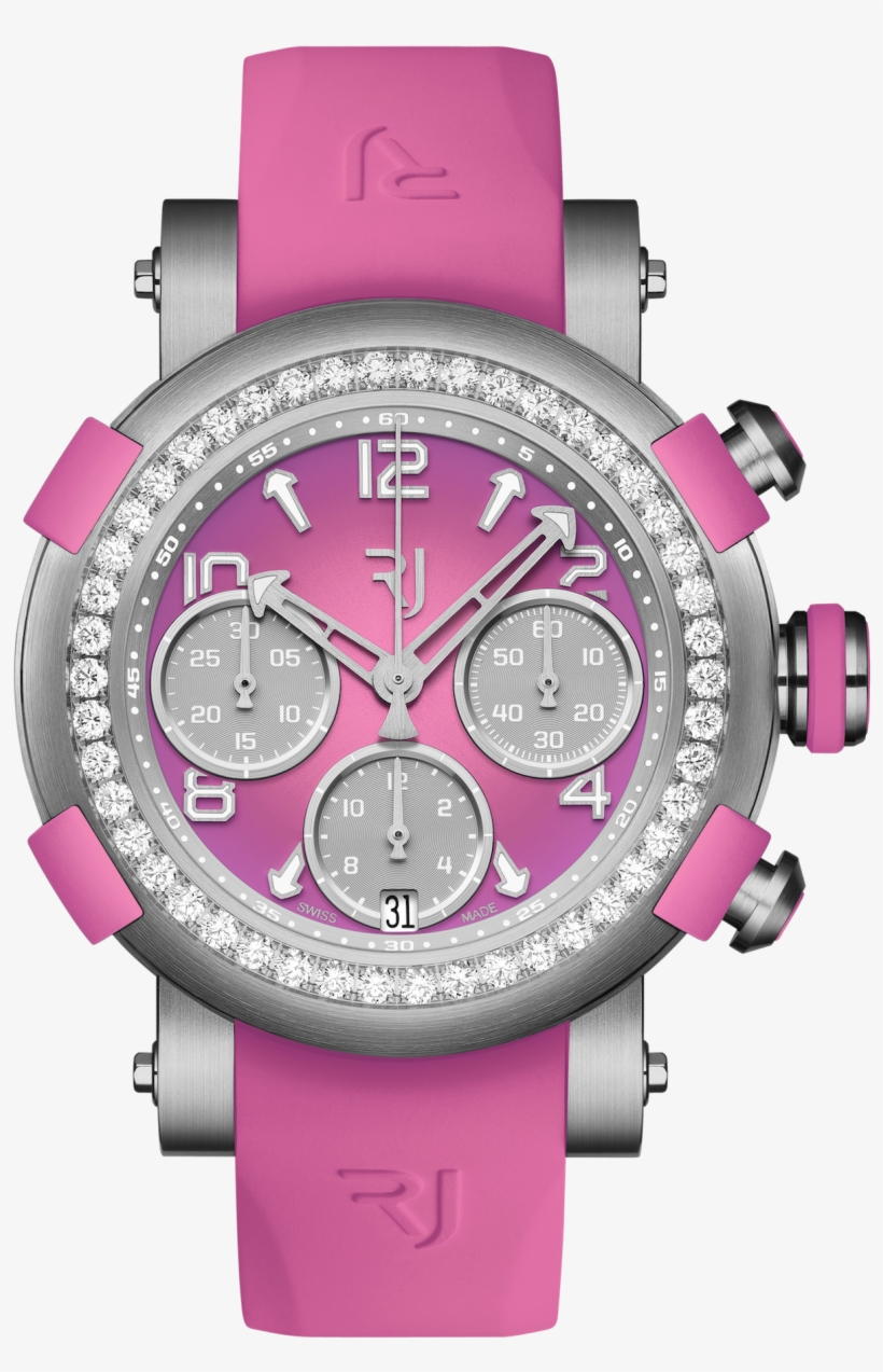 Rj Watches Arraw Chonograph 42mm Titanium Pink Diamonds, transparent png