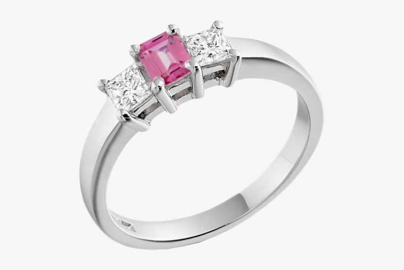 A Stylish Pink Sapphire & Diamond Three Stone Diamond - Purely Diamonds 0.60ct Emerald & Princess Cut Three, transparent png