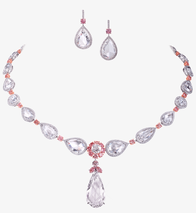 Rose Cut, Round Diamond And Pink Diamond Suite - Earring, transparent png