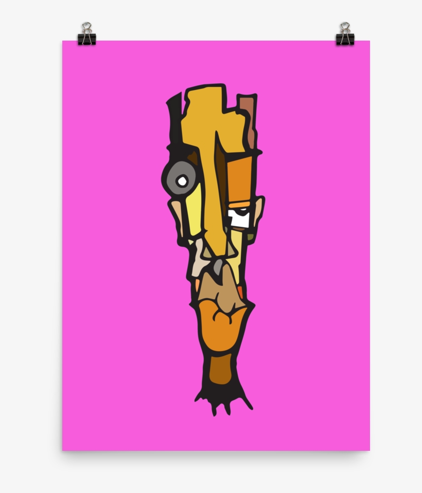 Image Of Abstract Face In Magenta Print - Illustration, transparent png