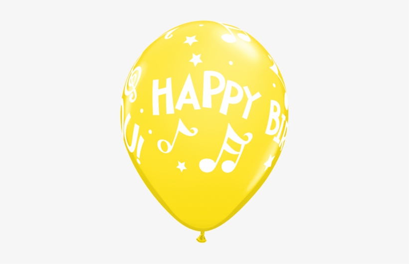 Sngl Latex Mn Hpy Bday Yellow Balloon - Qualatex 11 Inch Assorted Latex Balloon - Music Notes, transparent png