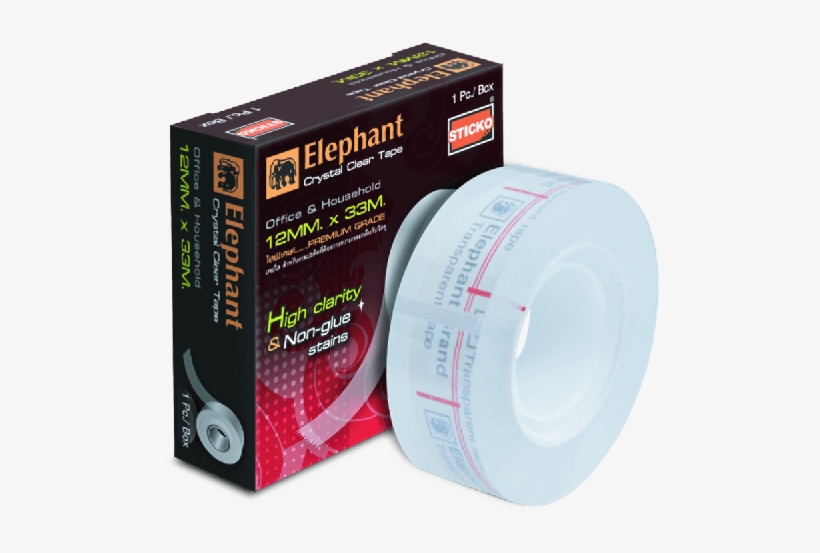 Elephant Crystal Clear Tape Refill 18mmx33m - Crystal Clear Tape Refill, transparent png
