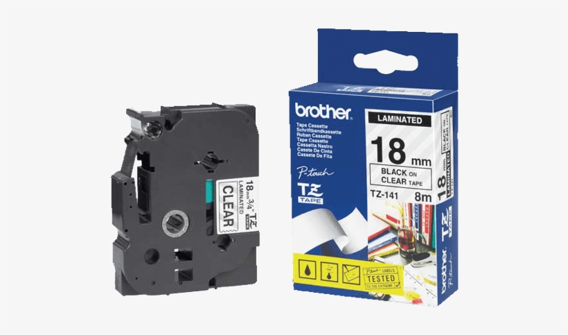 Brother P Touch Tapes, 18 Mm, Black On Clear Tape - Brother Tape - 1 Roll(s), transparent png