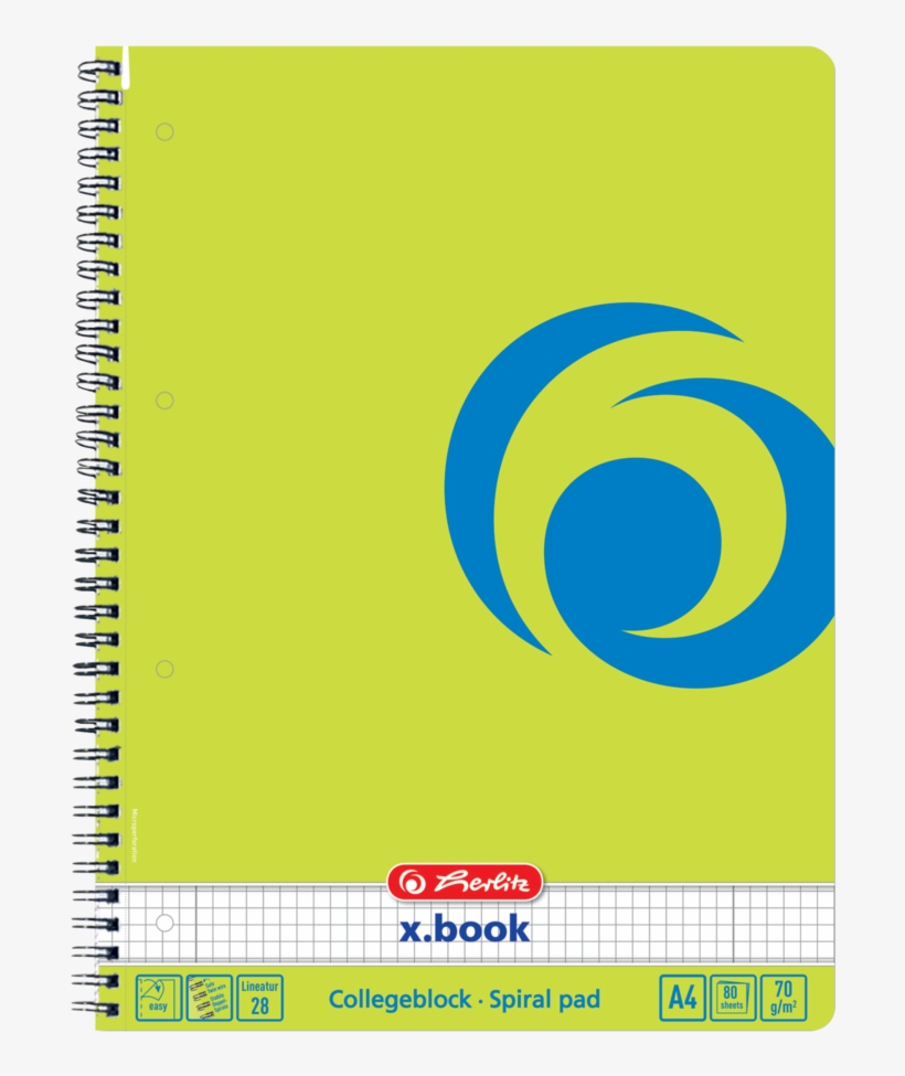 Spiral Notebook A4/80 Sporty Lemon - Herlitz Collegeblock Sporty Lemon / Din A4 / Spiralblock, transparent png