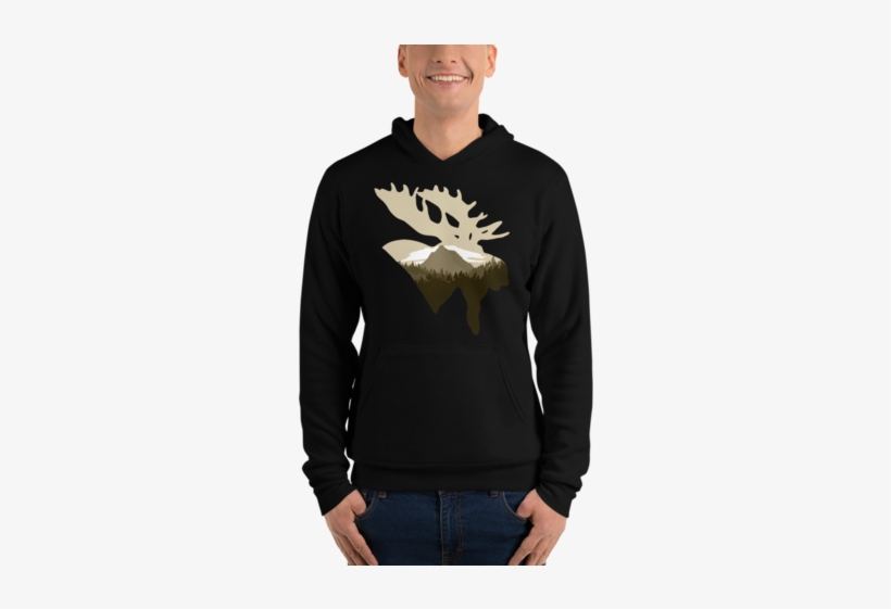 Unisex Grey Moose Hoodie - Hoodie, transparent png