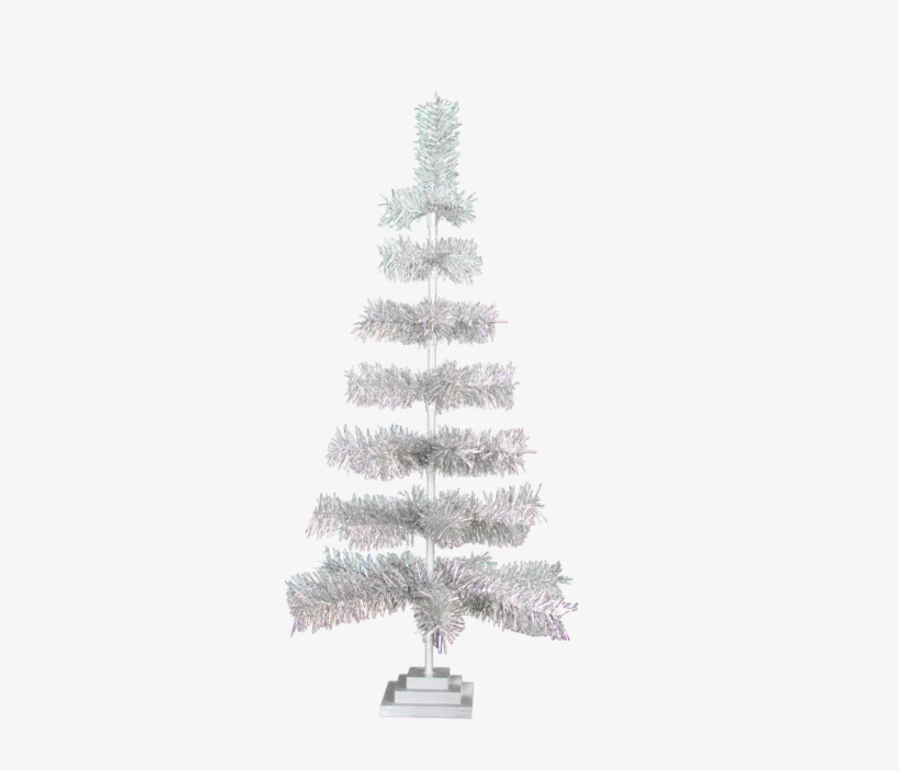 48" Retro Silver Tinsel Christmas Tree Vintage Feather - Christmas Tree, transparent png