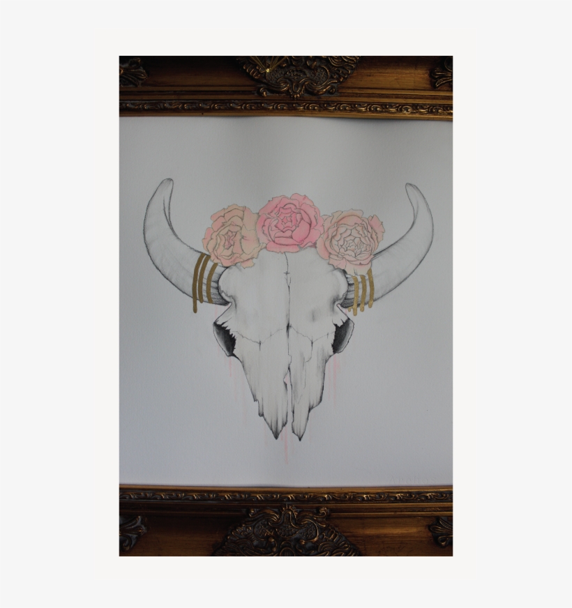 Cowskull & Roses - Bull, transparent png