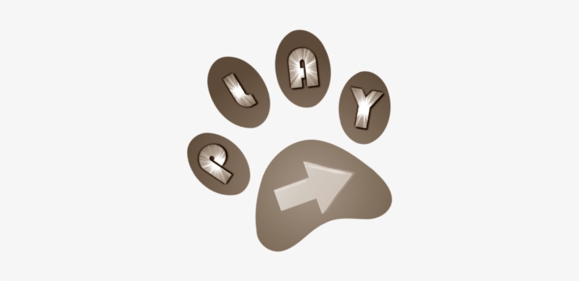 Button Play Arrow Paw Brown Clipart - Emblem, transparent png