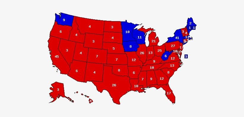 Red Denotes States Won By Nixon/agnew , Blue Denotes - Electoral Map Nixon, transparent png