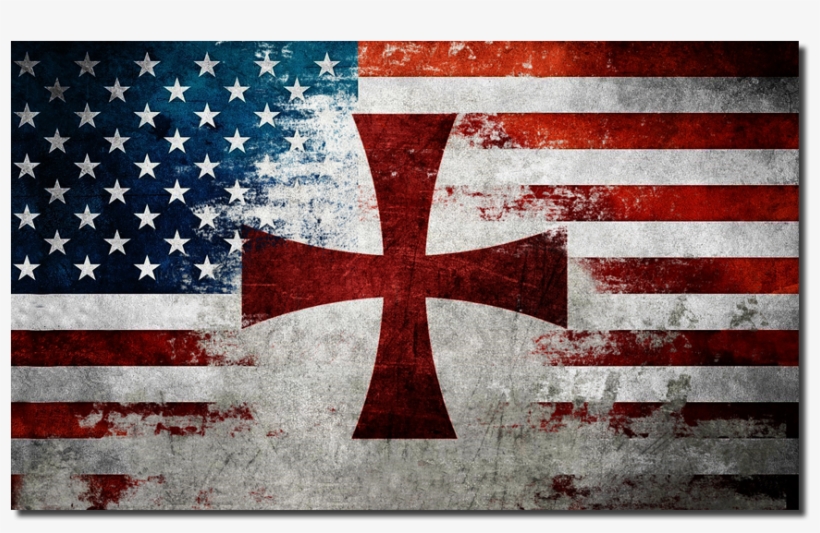American Crusader Flag Decal - American Flag And Templar Cross, transparent png