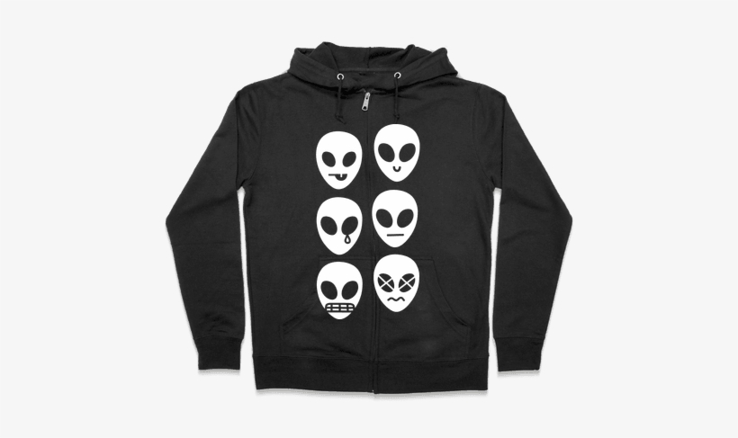Alien Emojis Zip Hoodie - Halloween Gives Me The Real Big Frighten Hoodie: Funny, transparent png
