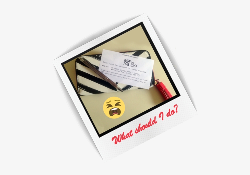 A Polaroid Frame Shows A Striped Purse, A Pen And A - Diploma, transparent png