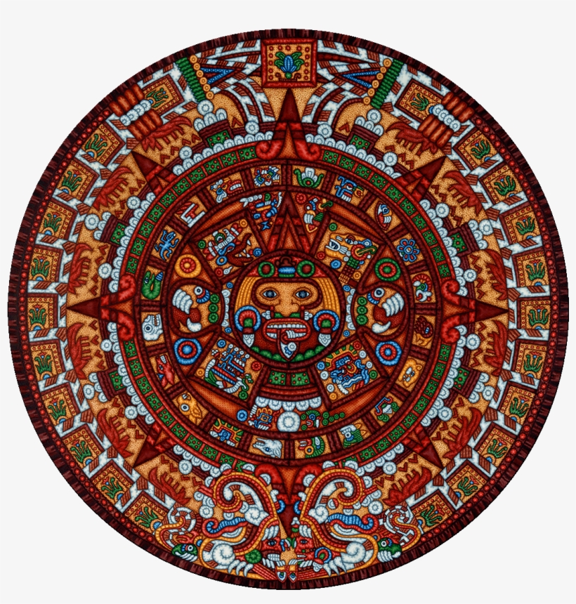 Aztec Religion - Aztec Calendar 500pc Round Jigsaw Puzzle By Eric Dowdle, transparent png