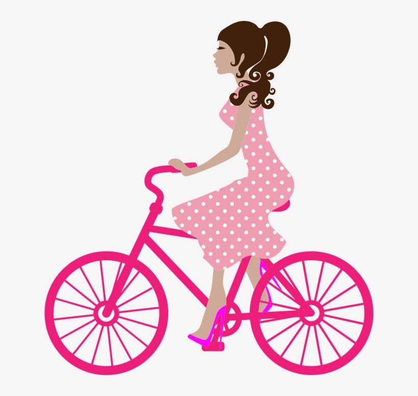Bicycle Clipart Colorful - Girl On A Bike Png, transparent png