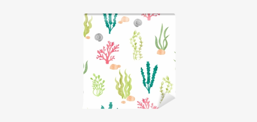 Watercolor Seamless Pattern With Corals, Seaweeds, - Algas Marinas Para Cortar, transparent png