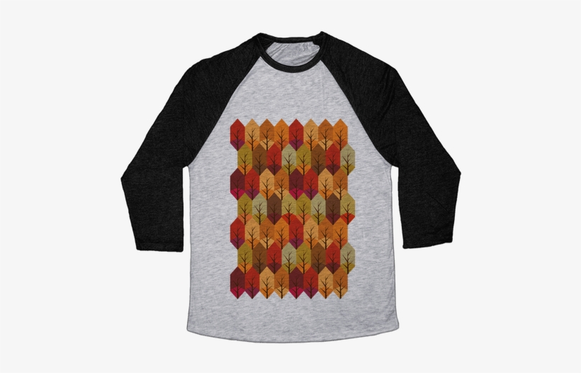 Geometric Fall Leaf Pattern Baseball Tee - Heroes Never Die Shirt, transparent png