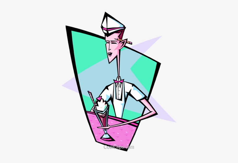 50's Ice-creamer Parlor Waiter - Illustration, transparent png
