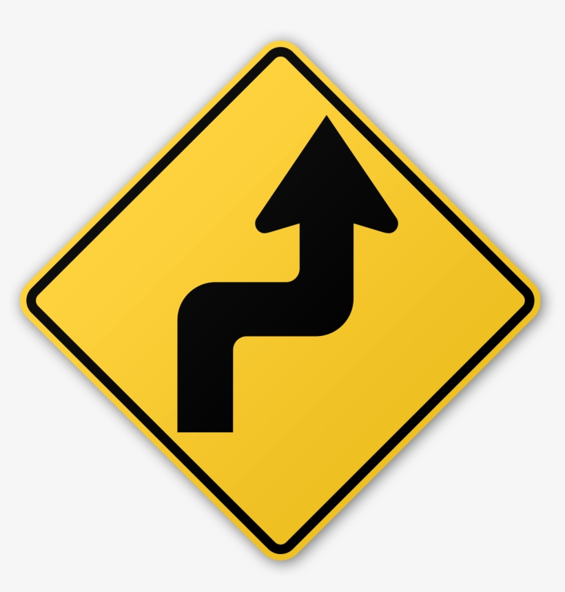 Zigzag Road Sign - Sharp Turn Sign, transparent png