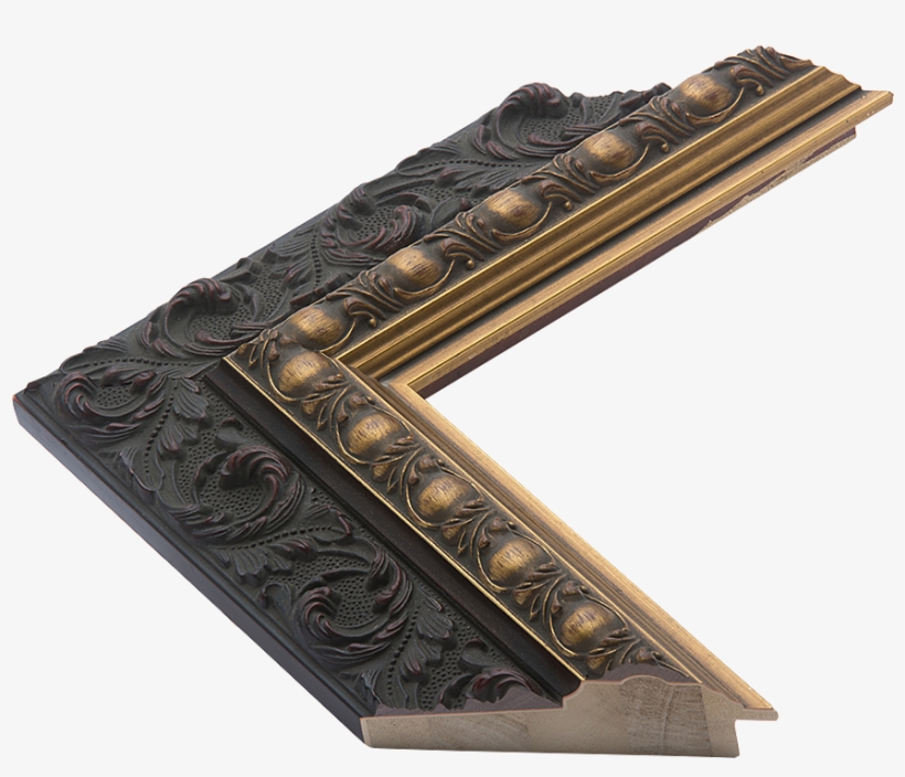 Plum Ornate Frame With Gold Inner Lip - Wood, transparent png