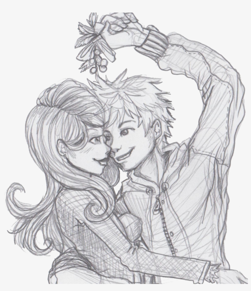 28 Collection Of Mistletoe Kiss Drawing, transparent png