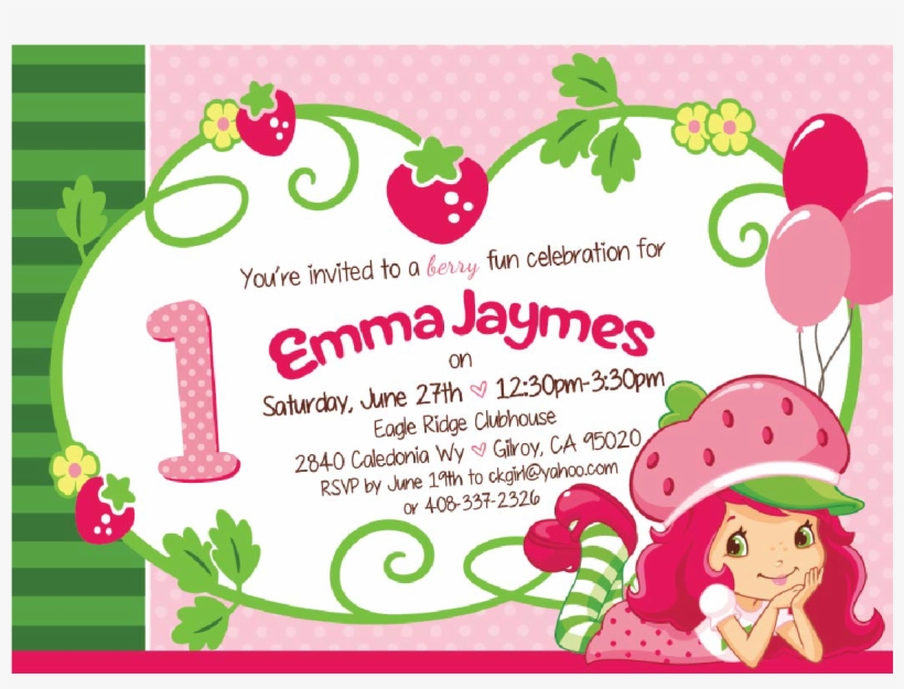 Strawberry Shortcake Birthday Invitations Invite Strawberry Shortcake Png 1200x1200 PNG