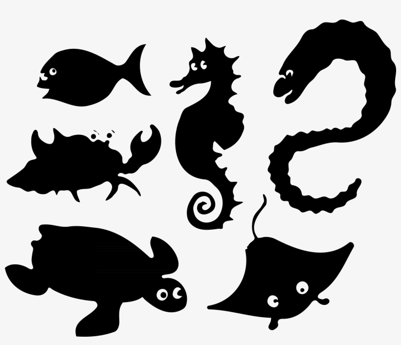 20 5bconverted 5d Clipart Sea Animals - Deep Sea Creatures Silhouette, transparent png