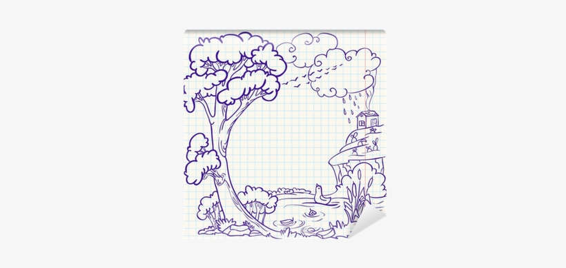 Autumn Doodle Frame, Vector Illustration Wall Mural - Coloring Book, transparent png
