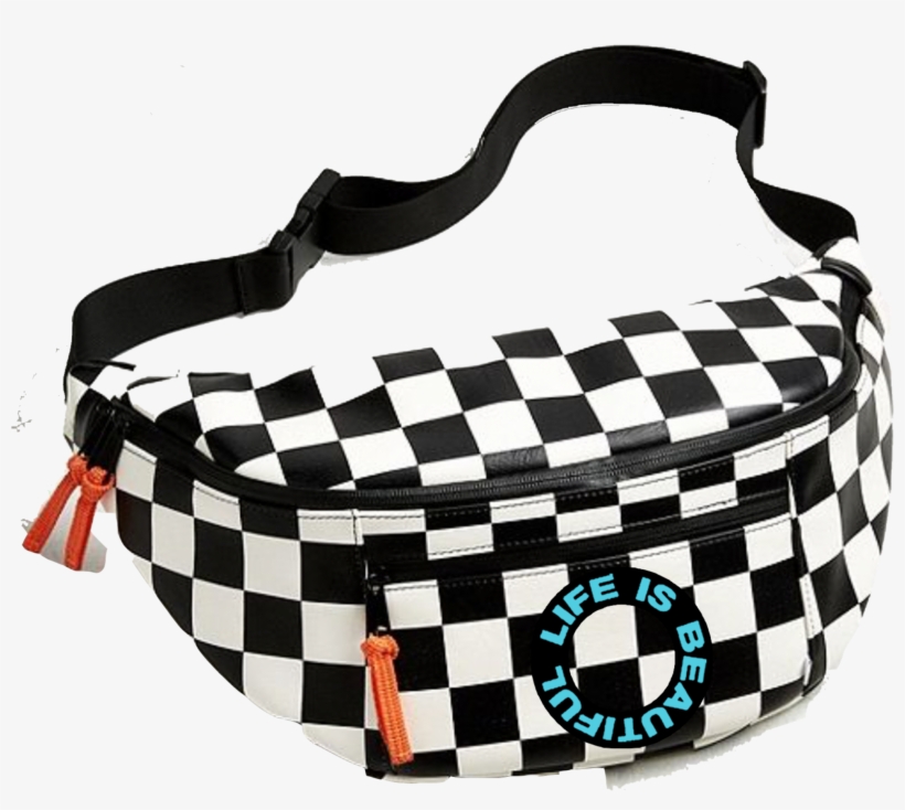 Checkerboard Slingbag W Leather Zip Pulls, transparent png