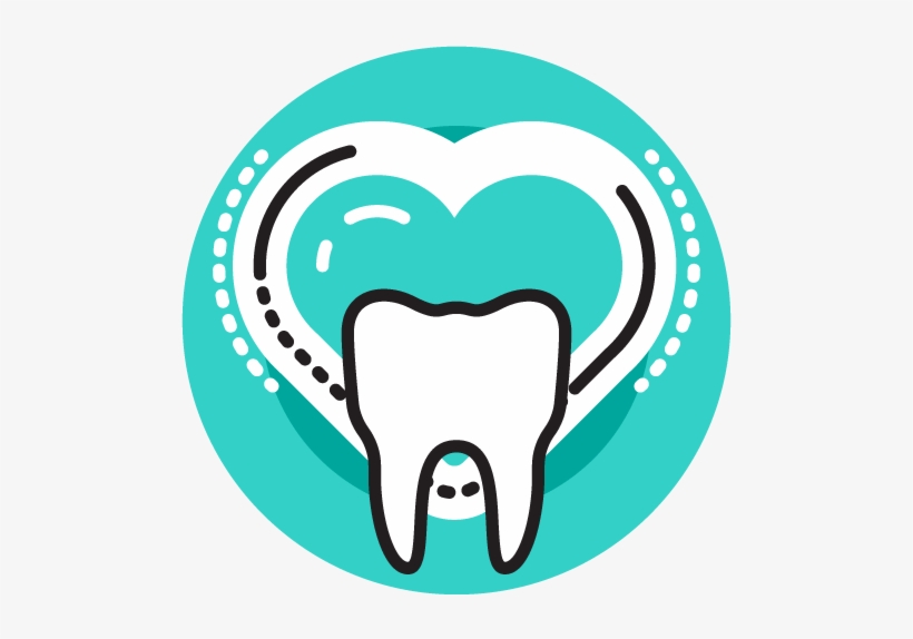 A Tooth In Front Of A Heart And A Green/blue Background - Dad's Secret Stache Printable, transparent png