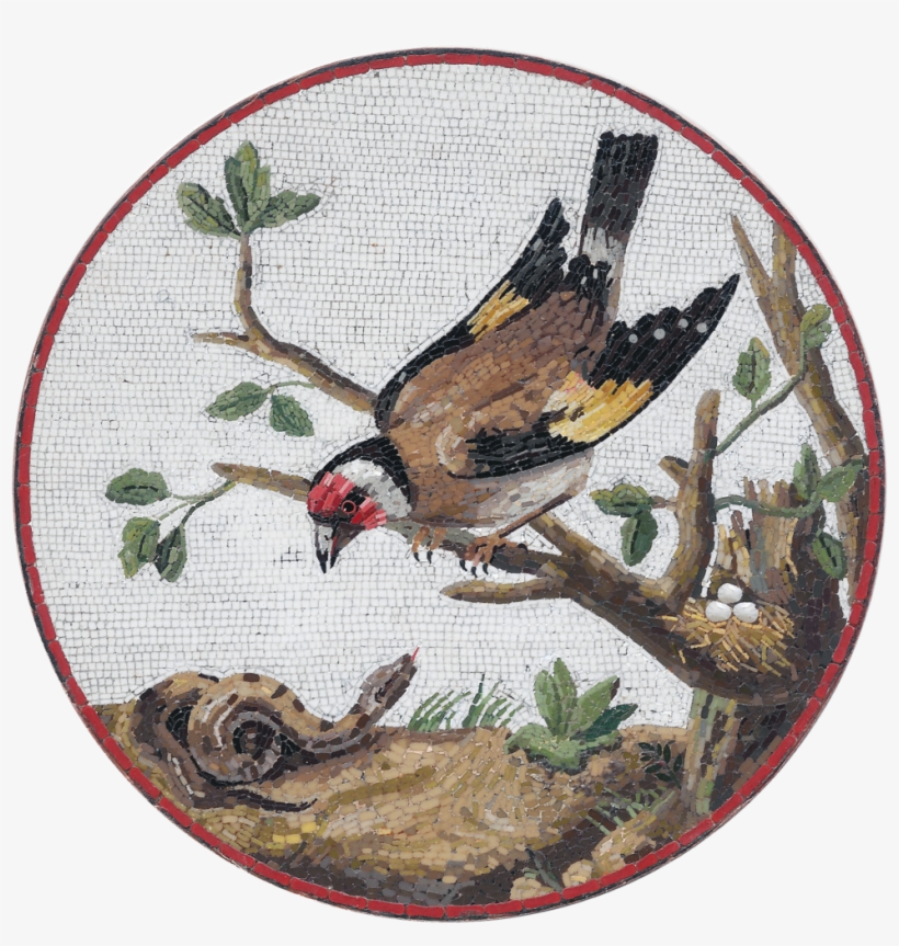 Goldfinch Defending It's Nest From A Snake Micromosaic, transparent png