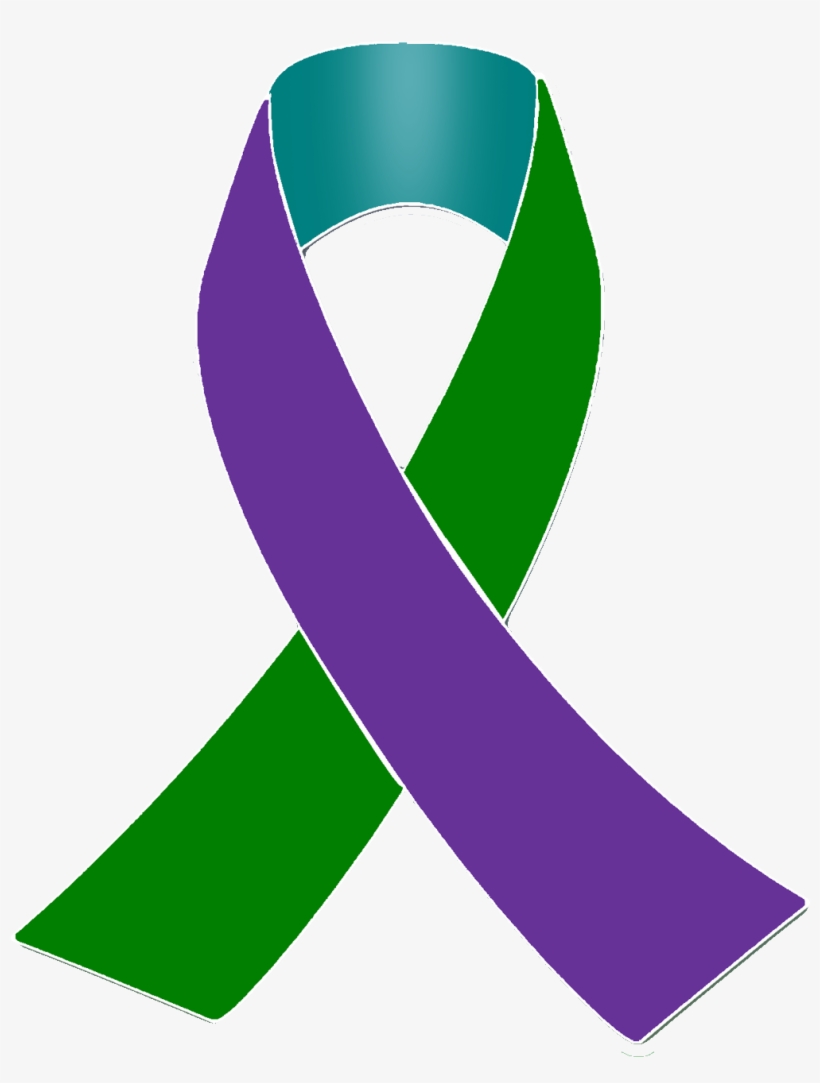 Purple, Teal And Green Awareness Ribbon, transparent png